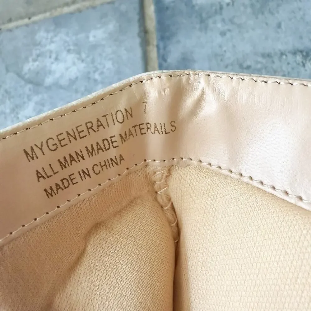 Lulus My Generation Croc Embossed Pale Pink Ankle Boots Heels 7